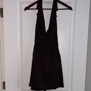 Black Pinstripe Mini Dress